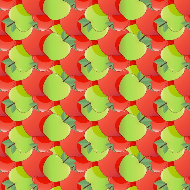 Vector vector dibujado a mano belleza linda patrón de manzana fondo sin costuras frutas