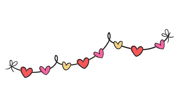 Vector dibujado a mano corazones borde y diseño de marco