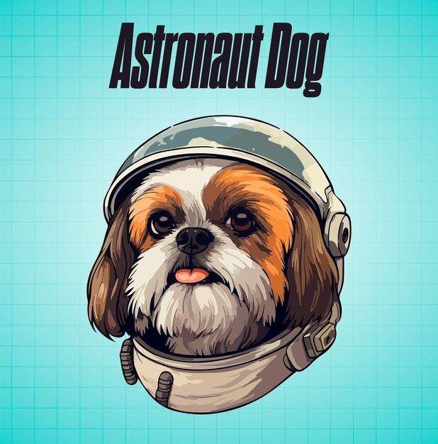 vector dibujado a mano dibujos animados astronauta perro ilustración