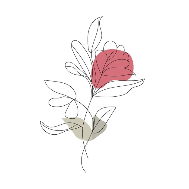 Vector dibujado a mano diseño plano contorno de flor simple