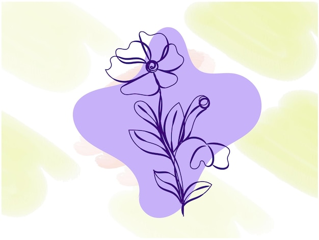 Vector dibujado a mano diseño plano contorno de flor simple