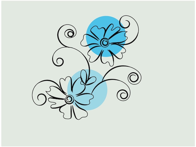 Vector dibujado a mano diseño plano contorno de flor simple