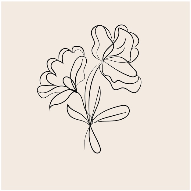 Vector dibujado a mano diseño plano contorno de flor simple