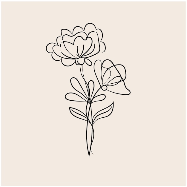 Vector dibujado a mano diseño plano contorno de flor simple