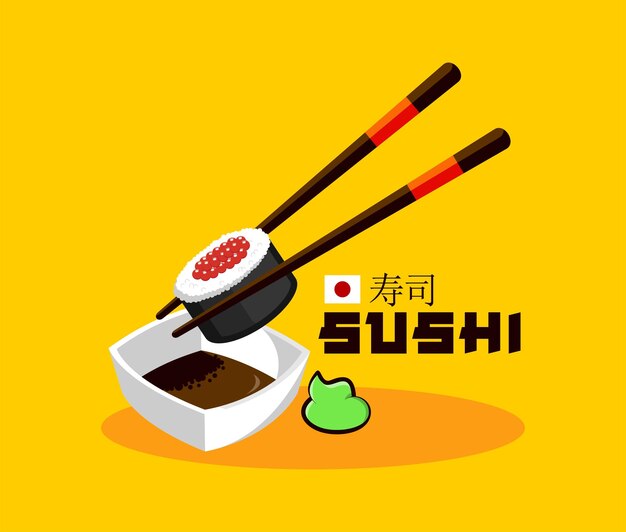 vector dibujado a mano diseño plano japón comida