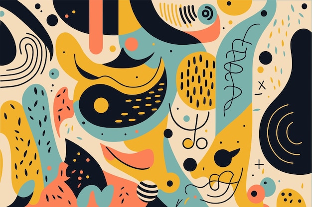 Vector dibujado a mano diseño plano patrón de garabato abstracto Ilustración geométrica