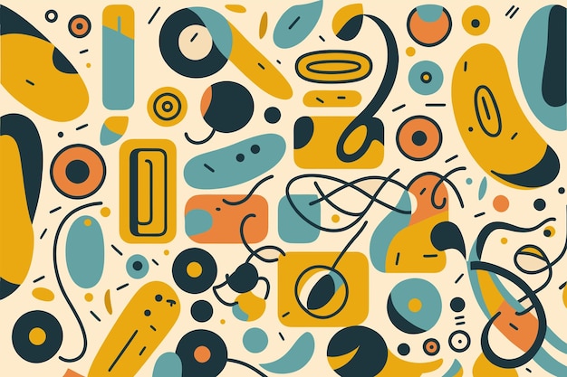 Vector dibujado a mano diseño plano patrón de garabato abstracto Ilustración geométrica