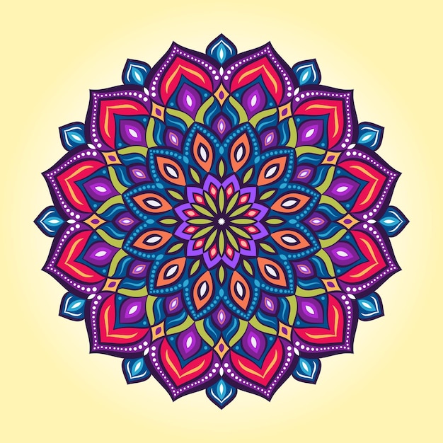 Vector dibujado a mano doodle mandala con corazones. Mandala étnica con adornos coloridos