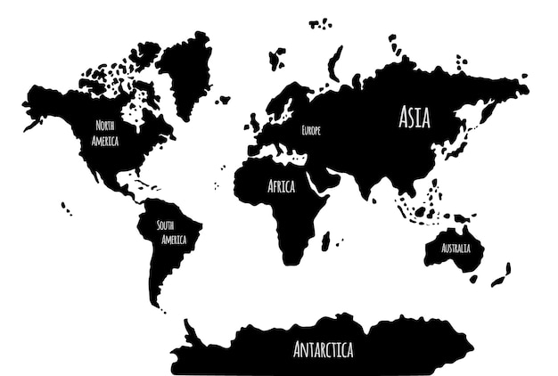 Vector dibujado a mano doodle sketch mapa del mundo