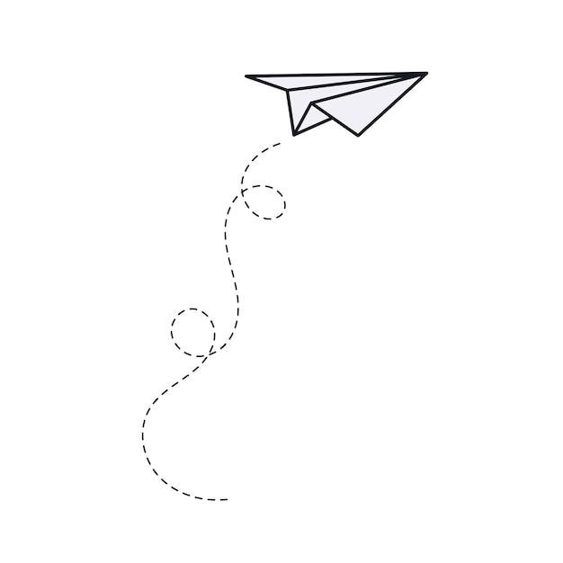 Vector dibujado a mano envía avión sobre fondo blanco