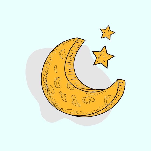 Vector dibujado a mano de estilo garabato de luna, boceto de dibujo