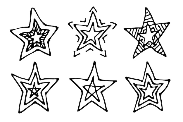 Vector dibujado a mano estrella clipart Doodle conjunto para impresión web decoración de diseño de tarjetas de felicitación