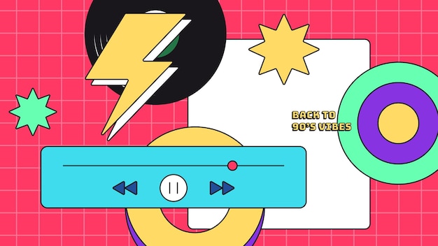 Vector dibujado a mano de la fiesta de los años 90 en miniatura de YouTube