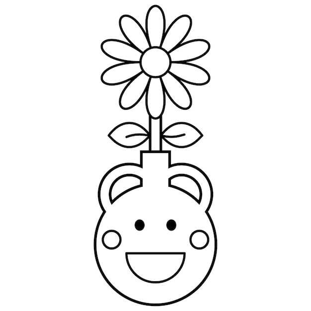 Vector dibujado a mano flores kawaii página para colorear ilustración