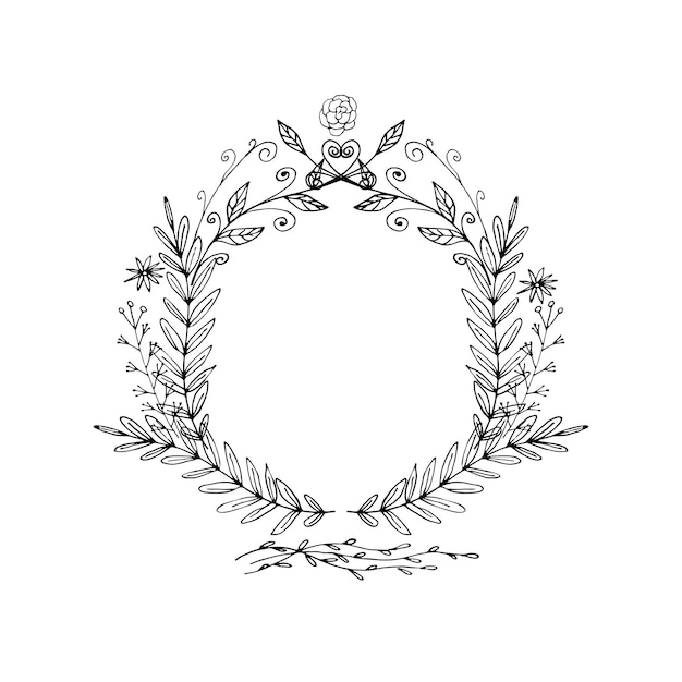 Vector dibujado a mano garabato corona Ilustración de tinta para tarjetas de aniversario invitaciones de boda Tarjetas de San Valentín insignias emblemas