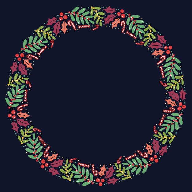Vector dibujado mano de la guirnalda de Navidad
