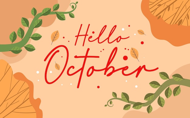 vector dibujado a mano hola letras de octubre