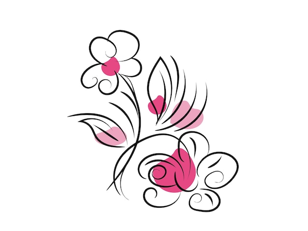 vector dibujado a mano ilustración de contorno de flor simple