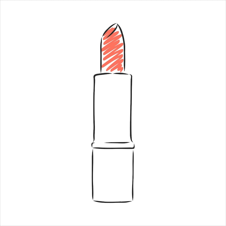 Vector vector dibujado a mano lápiz labial contorno doodle icono. dibujo de lápiz labial