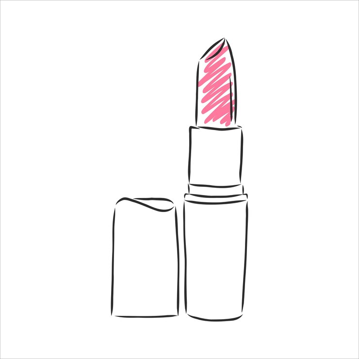 Vector vector dibujado a mano lápiz labial contorno doodle icono. dibujo de lápiz labial
