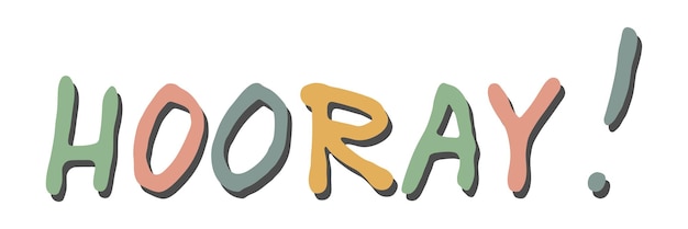 Vector dibujado a mano letras coloridas Cute vacaciones doodle Hooray clipart
