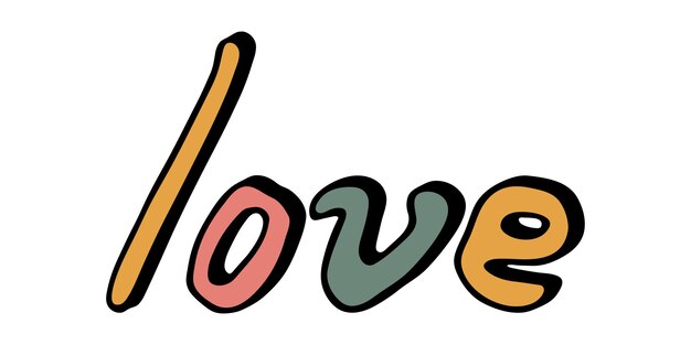 Vector vector dibujado a mano letras coloridas cute vacaciones doodle love clipart