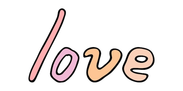 Vector dibujado a mano letras coloridas cute vacaciones doodle love clipart