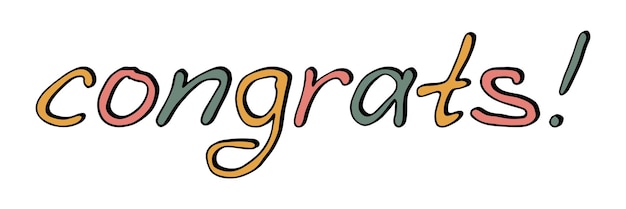 Vector vector dibujado a mano letras coloridas lindo doodle de vacaciones felicitaciones clipart
