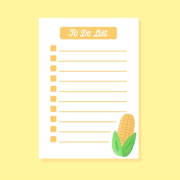 Vector dibujado a mano maíz lindo para hacer plantilla de lista