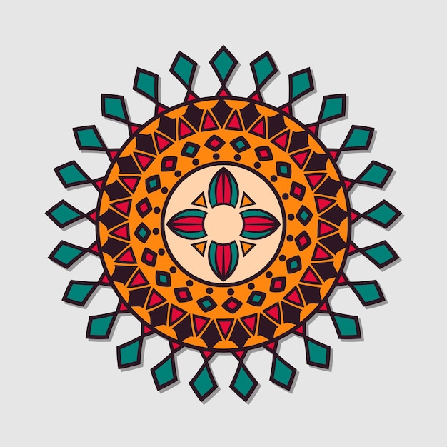 Vector dibujado a mano mandala colorido ornamento tribal