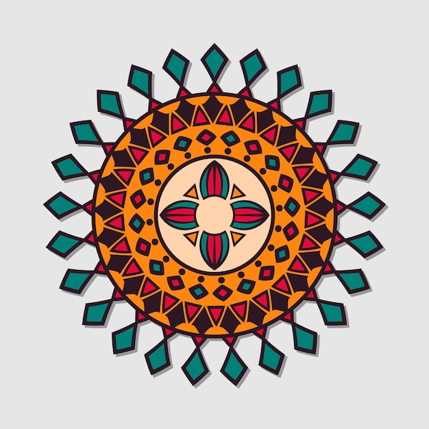 Vector dibujado a mano mandala colorido ornamento tribal