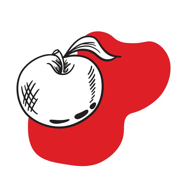 vector dibujado a mano manzana para colorear ilustración de libro
