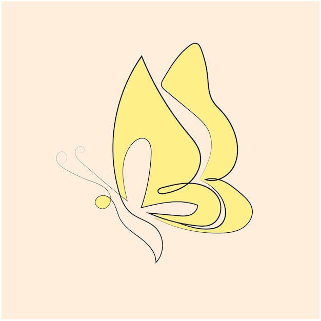Vector dibujado a mano de mariposa contorno de fondo