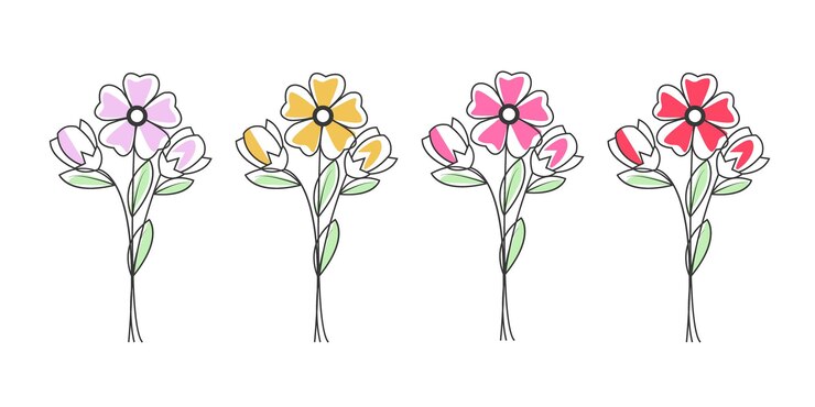 Vector vector dibujado a mano o diseño de flores de arte lineal