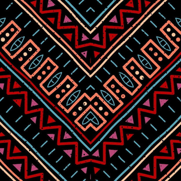 Vector dibujado a mano de patrones sin fisuras folk diseño tribal origen étnico