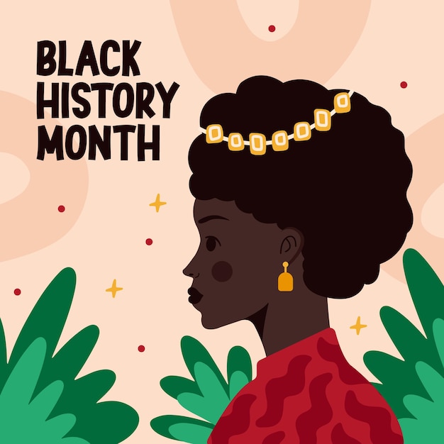 Vector dibujado a mano plano negro mes de la historia Ilustración