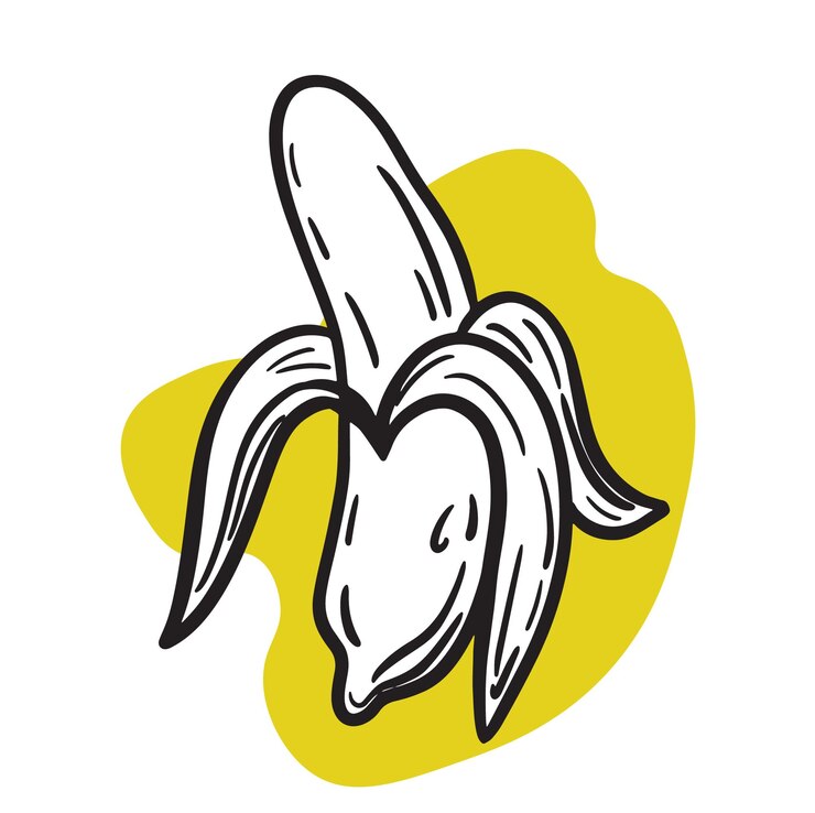 vector dibujado a mano plátano para colorear ilustración de libro