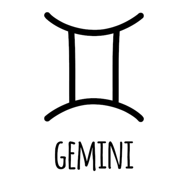 Vector dibujado a mano signo del zodiaco astrológico de Géminis
