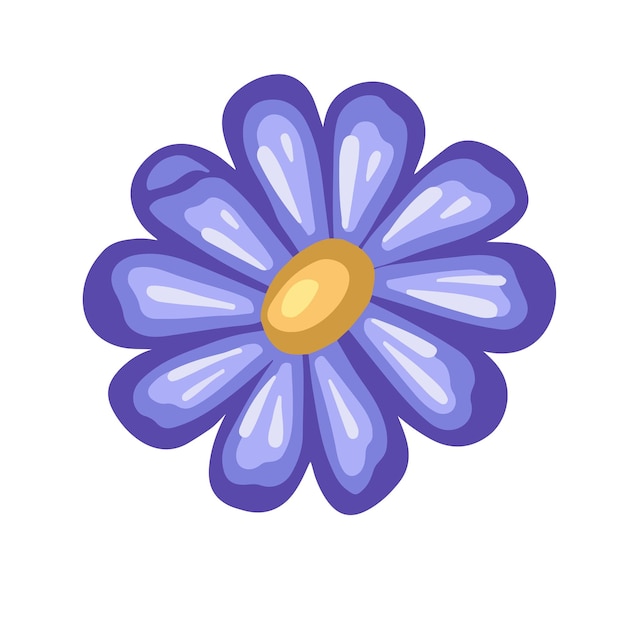Vector dibujado a mano de una simple flor azul brillante silvestre