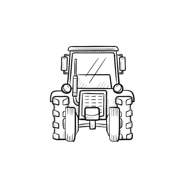 Vector dibujado a mano tractor contorno doodle icono. ilustración de esbozo de tractor para impresión, web, móvil e infografía aislado sobre fondo blanco.