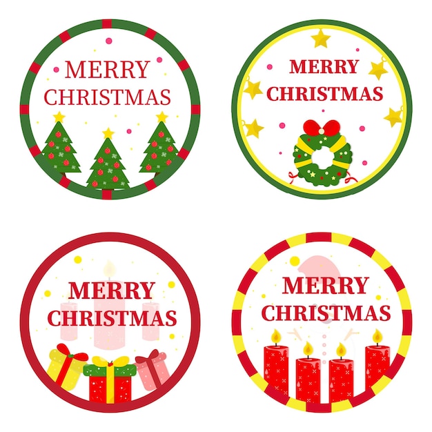 Vector dibujando a mano insignias de Navidad en estilo lineal