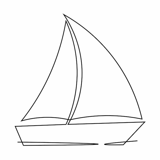 Vector dibujando velero en una línea continua