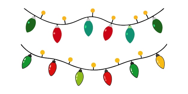 Vector un dibujo de un árbol de Navidad con luces de colores