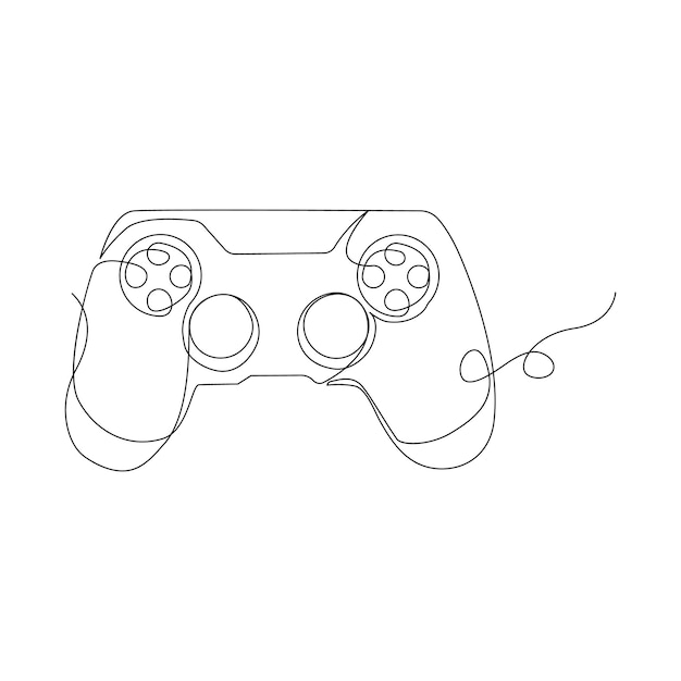 Vector uno Dibujo de arte de línea continua de controlador de juego o gamepads ilustración profesional minimalista
