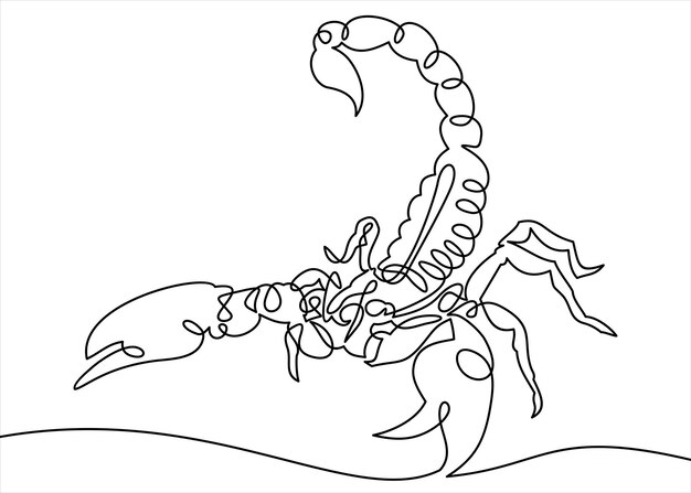 Vector de dibujo de arte de una línea de escorpión