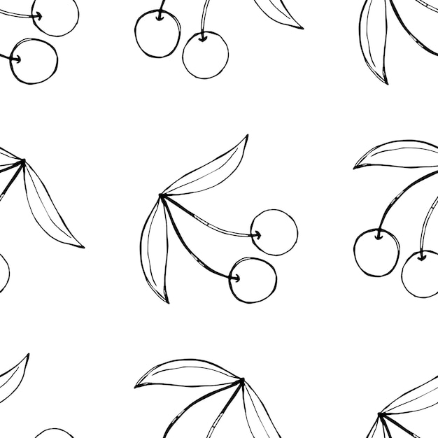 Vector de dibujo de cereza sin costuras 4
