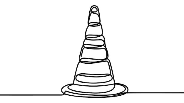 Vector de dibujo continuo de línea de cono de carretera Una línea Vector de fondo de cono de camino