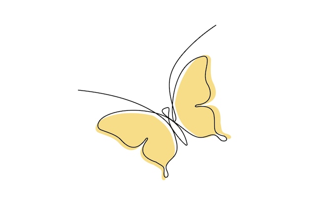 Vector de dibujo continuo de una línea de mariposa