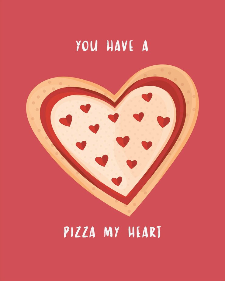 Vector de dibujo de dibujos de corazones de pizza