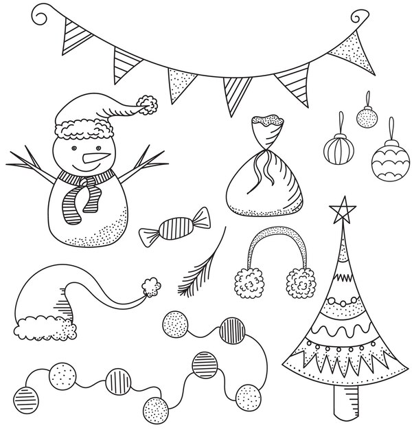 vector de dibujo de doodle de año nuevo